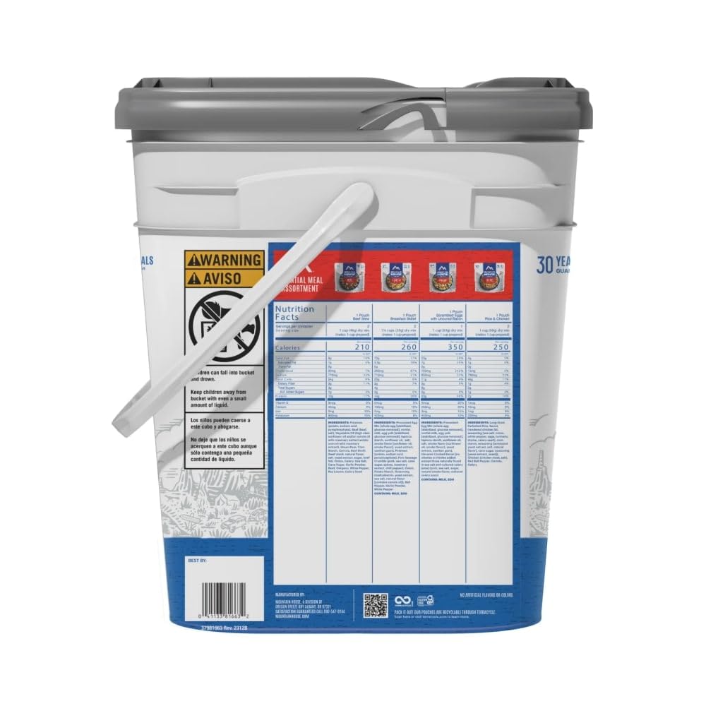 Mountain House Classic Meal Assortment Bucket Freeze Dried Backpacking & Camping Food 24 Servings