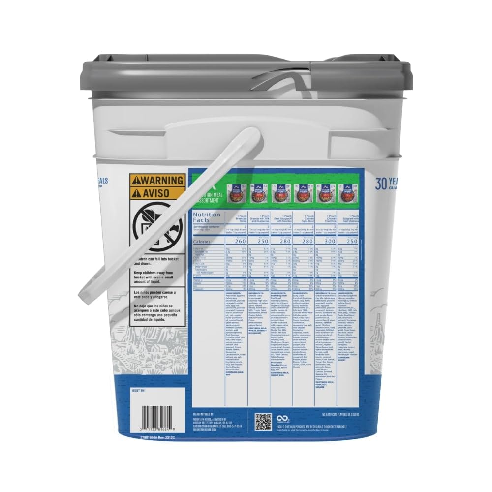 Mountain House Classic Meal Assortment Bucket Freeze Dried Backpacking & Camping Food 24 Servings