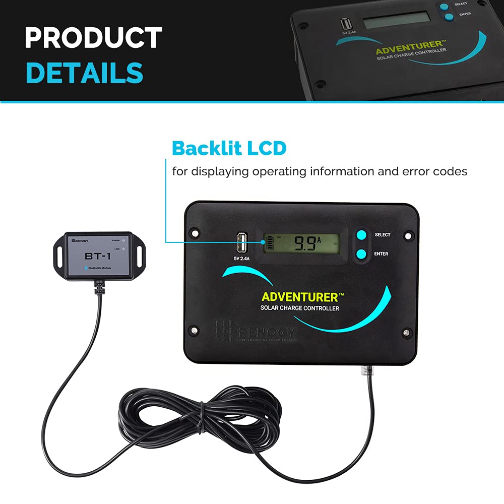 Renogy 400 Watt 12 Volt Premium 4 Pcs 100W Panel+40A MPPT Charge Controller+ Bluetooth Module Fuse+ Mounting Z Brackets+Adaptor Kit +Tray Cables Set, 400W, Grid 12V Solar Power System