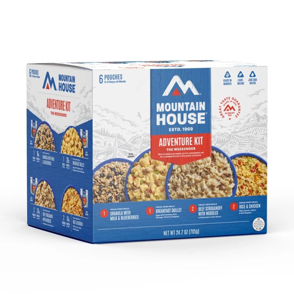 Mountain House Classic Meal Assortment Bucket Freeze Dried Backpacking & Camping Food 24 Servings