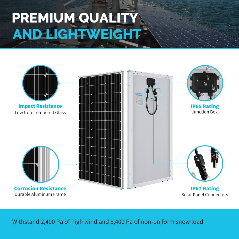 Renogy 400 Watt 12 Volt Premium 4 Pcs 100W Panel+40A MPPT Charge Controller+ Bluetooth Module Fuse+ Mounting Z Brackets+Adaptor Kit +Tray Cables Set, 400W, Grid 12V Solar Power System
