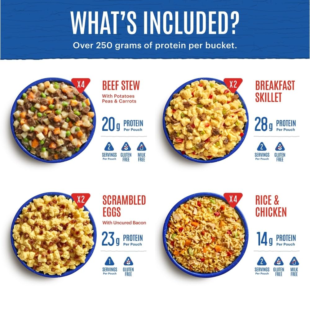 Mountain House Classic Meal Assortment Bucket Freeze Dried Backpacking & Camping Food 24 Servings