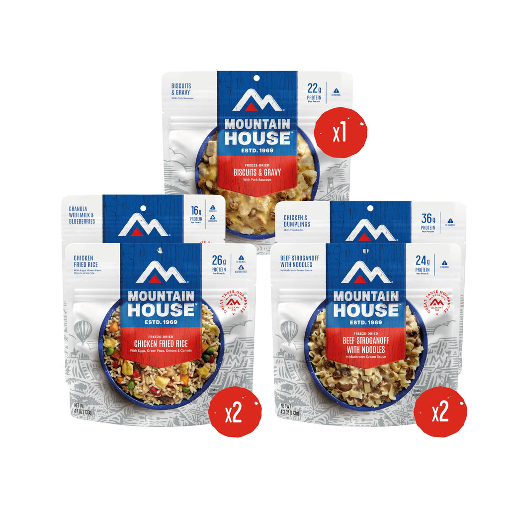 Mountain House Classic Meal Assortment Bucket Freeze Dried Backpacking & Camping Food 24 Servings