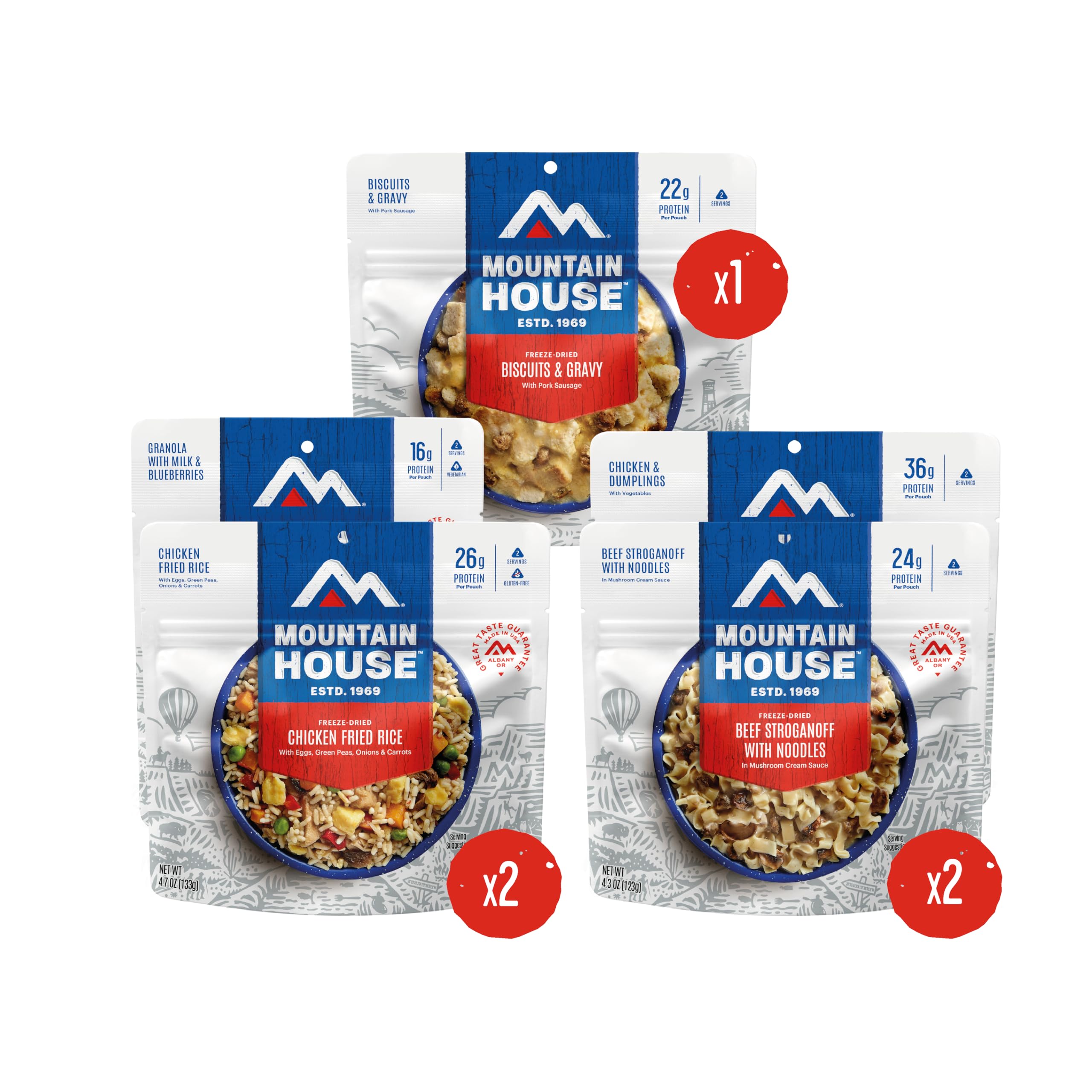 Mountain House Classic Meal Assortment Bucket Freeze Dried Backpacking & Camping Food 24 Servings