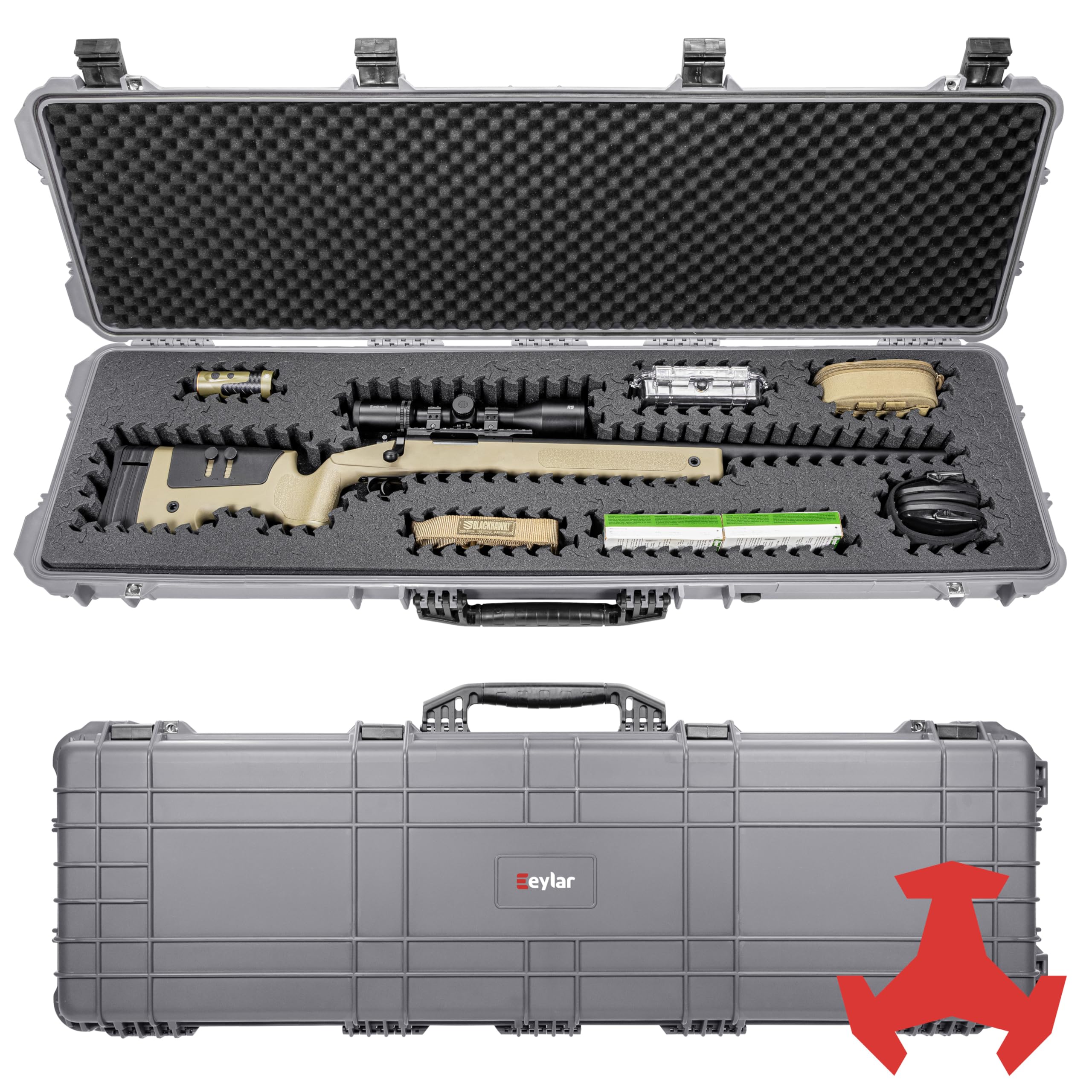 Eylar 53” Hard Rifle Case Equipped With Ragar Reconfigurable & Reusable XP Crosslinked Foam Insert, Waterproof, Shockproof Meets TSA Requirements