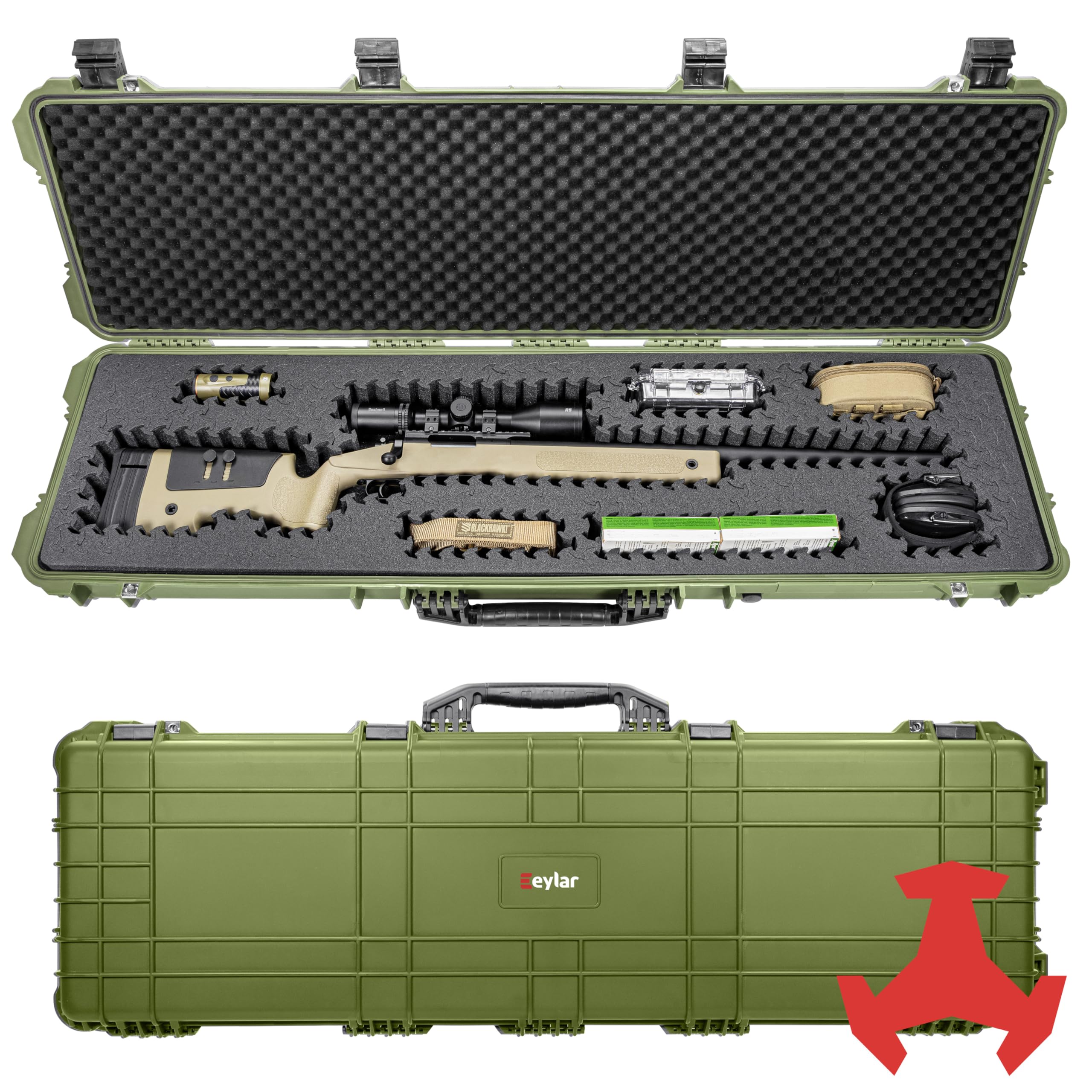 Eylar 53” Hard Rifle Case Equipped With Ragar Reconfigurable & Reusable XP Crosslinked Foam Insert, Waterproof, Shockproof Meets TSA Requirements
