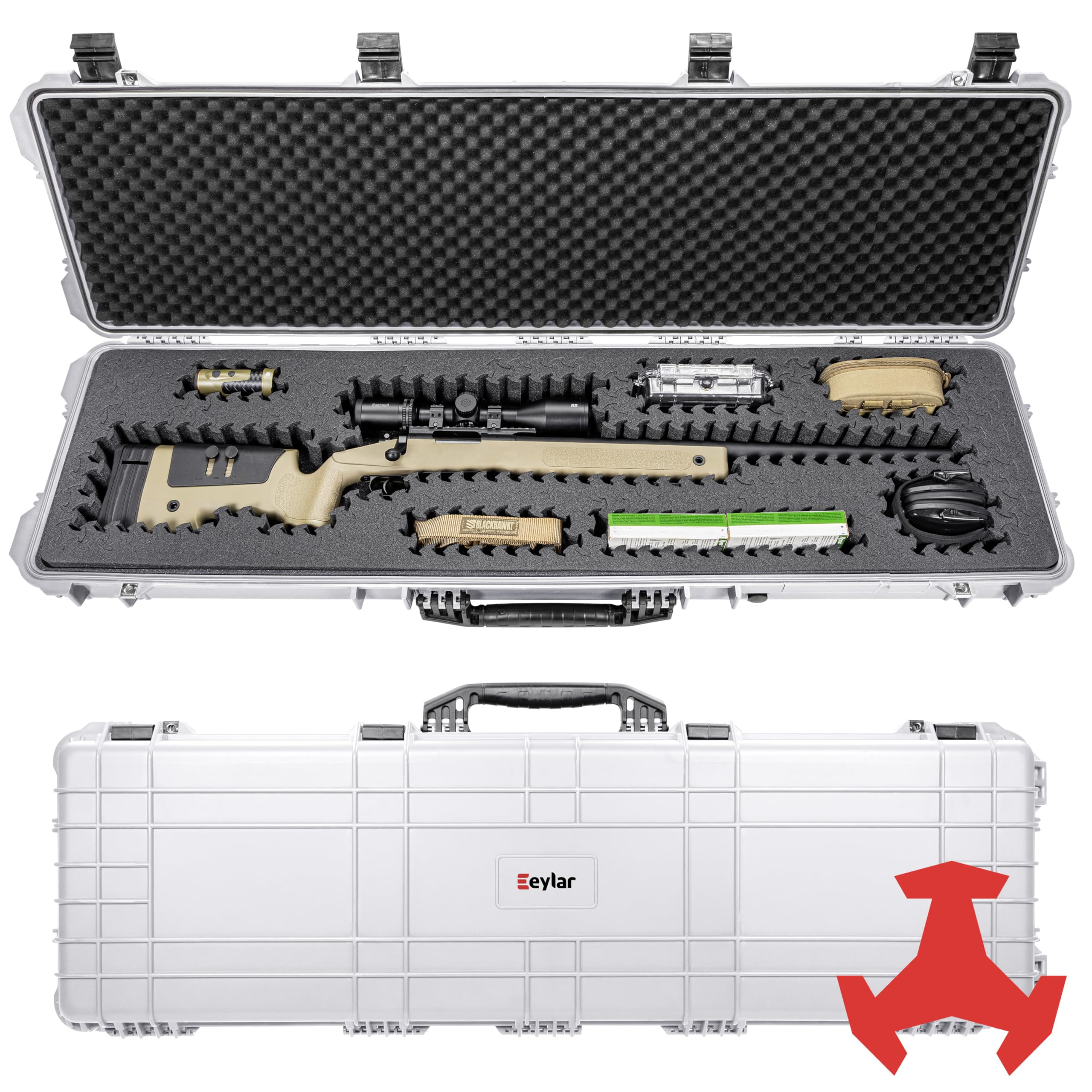 Eylar 53” Hard Rifle Case Equipped With Ragar Reconfigurable & Reusable XP Crosslinked Foam Insert, Waterproof, Shockproof Meets TSA Requirements