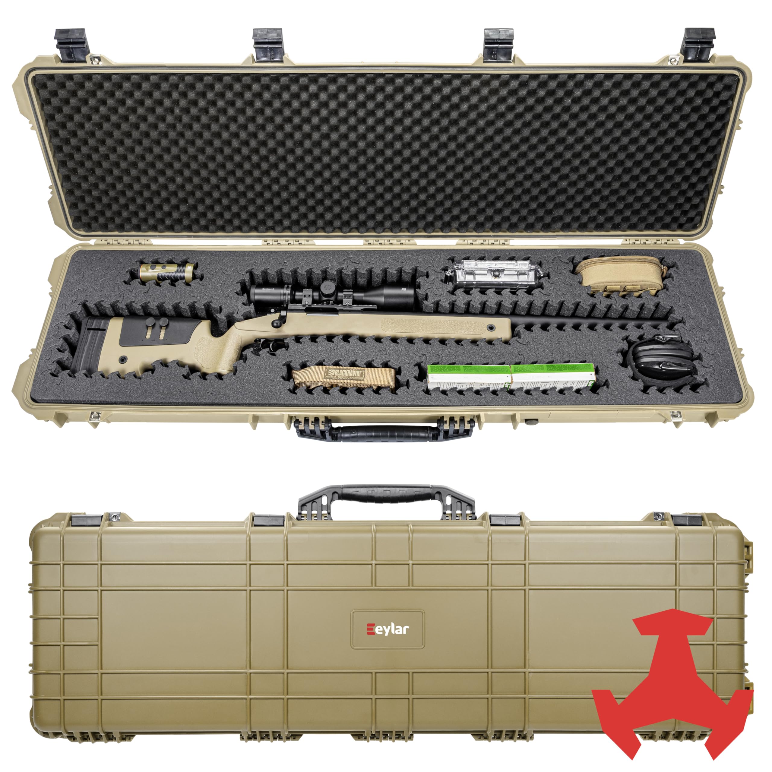 Eylar 53” Hard Rifle Case Equipped With Ragar Reconfigurable & Reusable XP Crosslinked Foam Insert, Waterproof, Shockproof Meets TSA Requirements