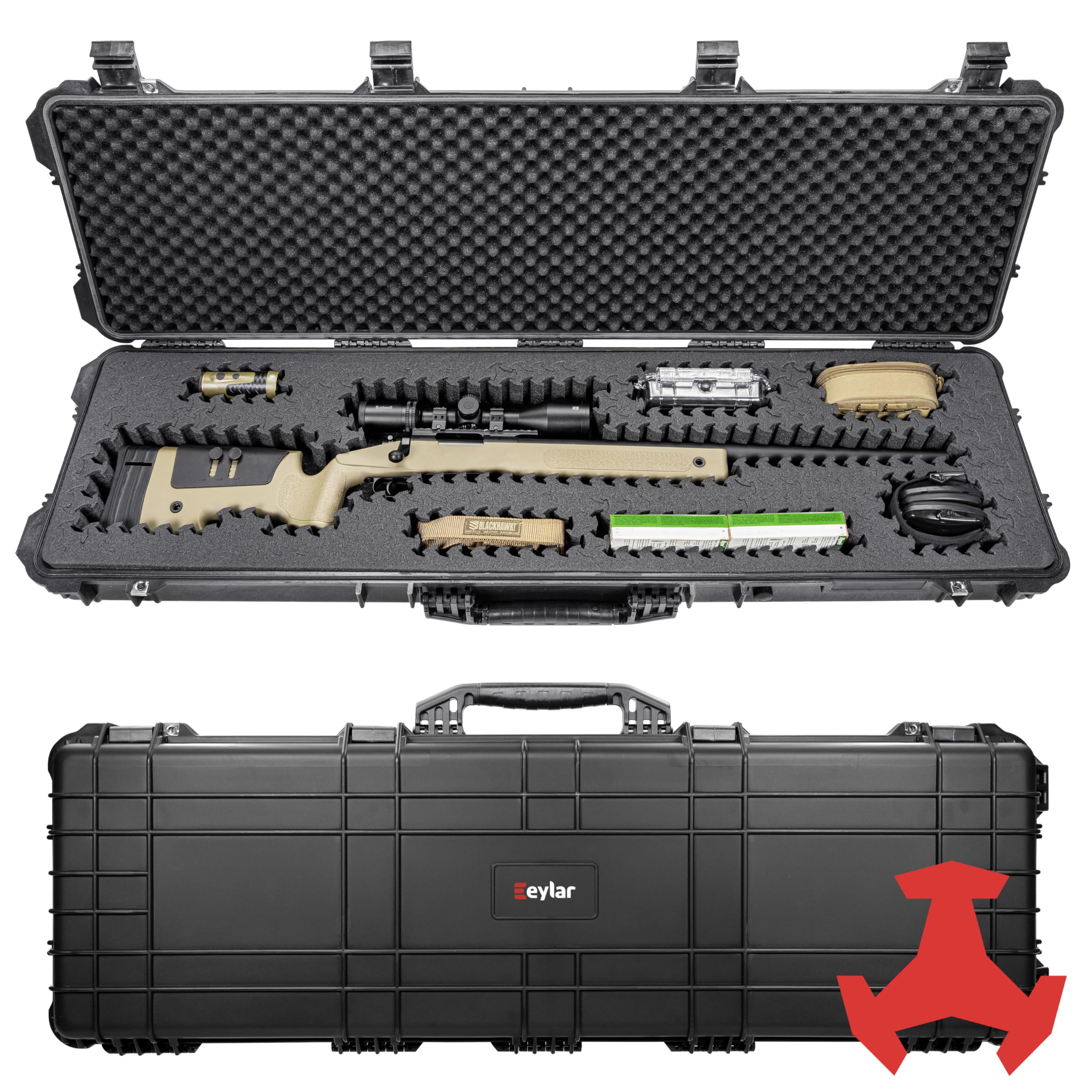 Eylar 53” Hard Rifle Case Equipped With Ragar Reconfigurable & Reusable XP Crosslinked Foam Insert, Waterproof, Shockproof Meets TSA Requirements